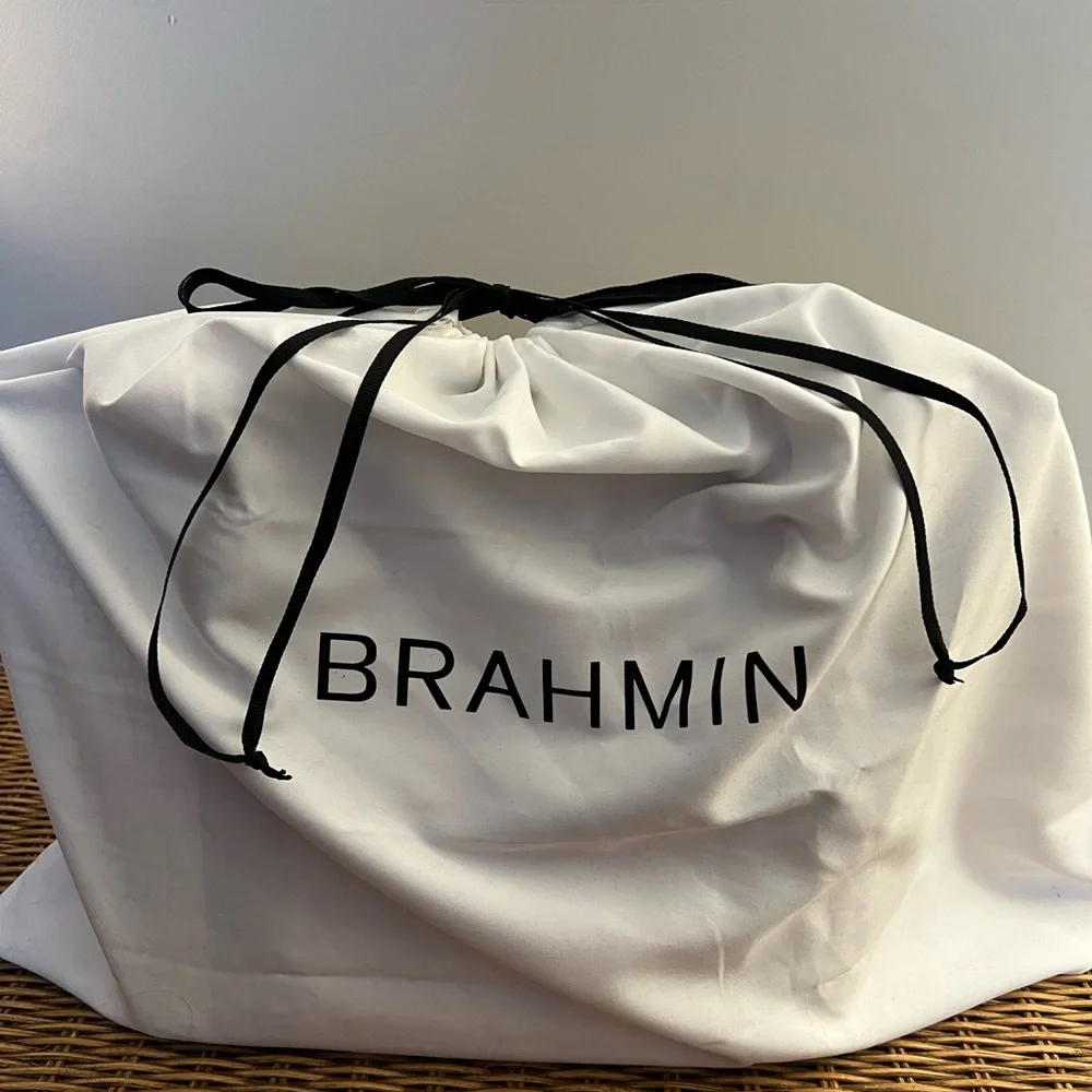 BRAHMIN HANDBAG, Medium Asher - Coconut Soraya Leather Tote Handbag, VERY GOOD.